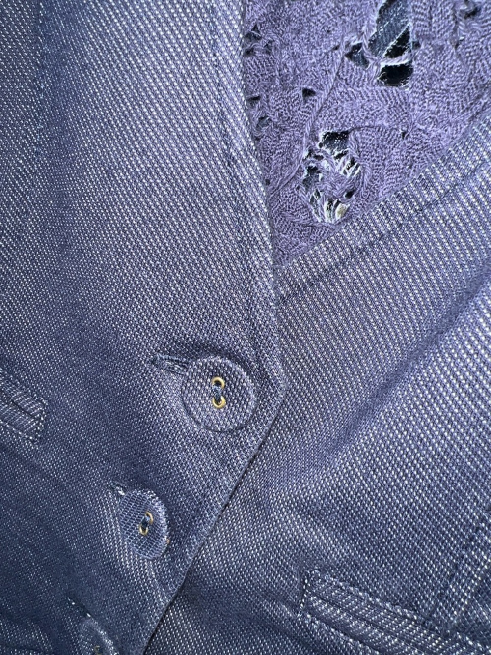 π Boho-Chic Heritage 1981 Lace-Back Denim Vest ποΈπΏ - Picture 3 of 5